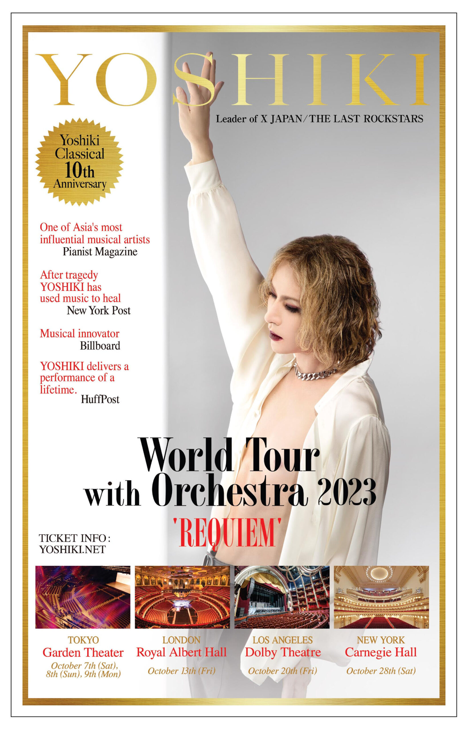 Yoshiki Classical 10th Anniversary World Tour With Orchestra 2023