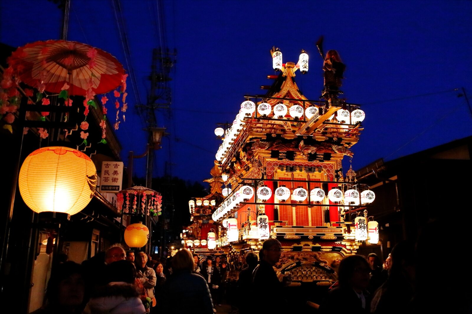 Ornate wooden floats on parade, the highlight of the Takayama Festival tour in October