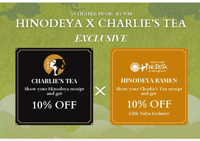 Little Tokyo ramen deal: Hinodeya dashi ramen collab campaign with Charlie's Tea and Soragumi