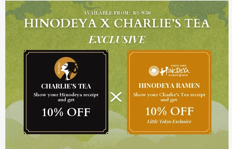 Little Tokyo ramen deal: Hinodeya dashi ramen collab campaign with Charlie's Tea and Soragumi